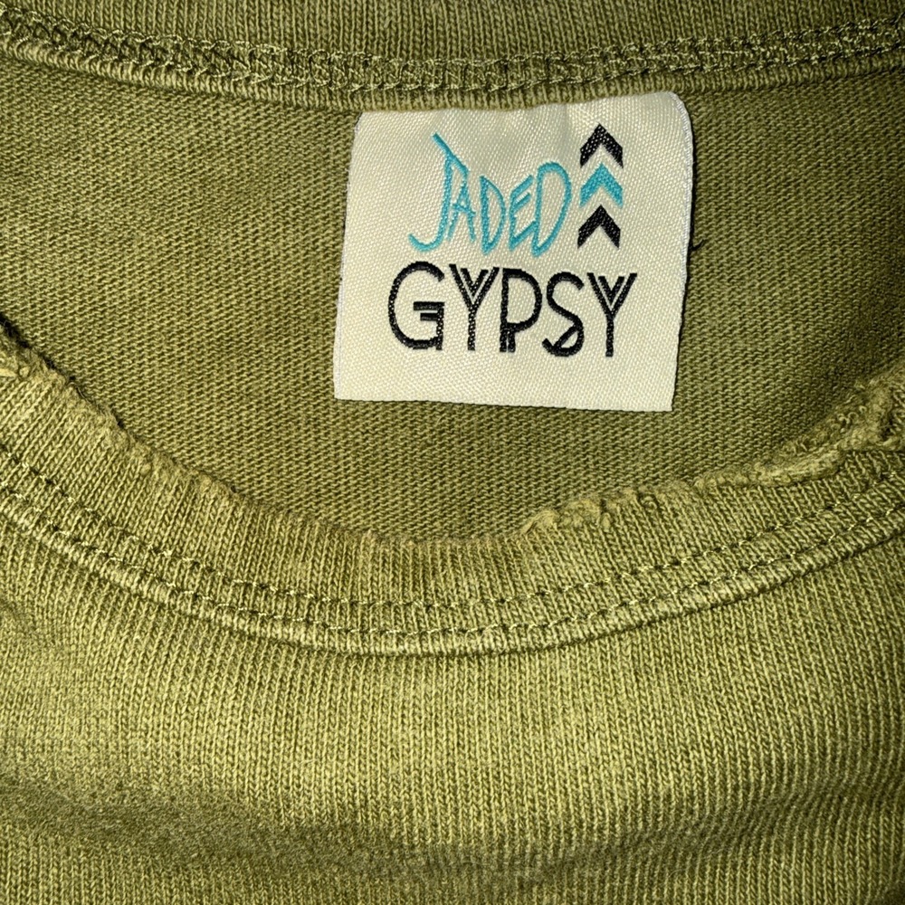 Jaded Gypsy Boho Festival Hippie Grunge Green Oversized Pocket Sweatshirt L/XL - Picture 6 of 15